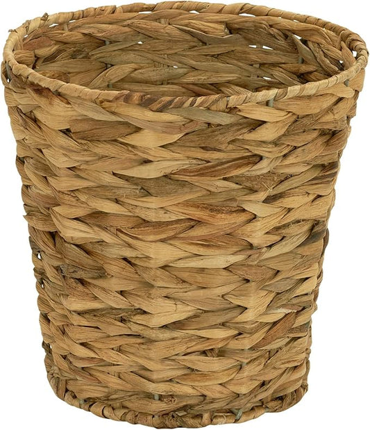 Household Essentials Wicker Waste Basket, Woven Leaf Basket with Wire Frame, Trash Bin or Storage Basket for Bedroom, Bathroom, Office and More