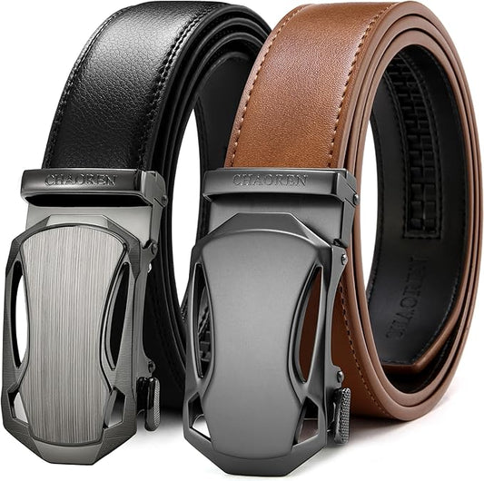 CHAOREN Leather Ratchet Belt Men 2 Pack - Customizable Fit, Effortless Style (35mm)