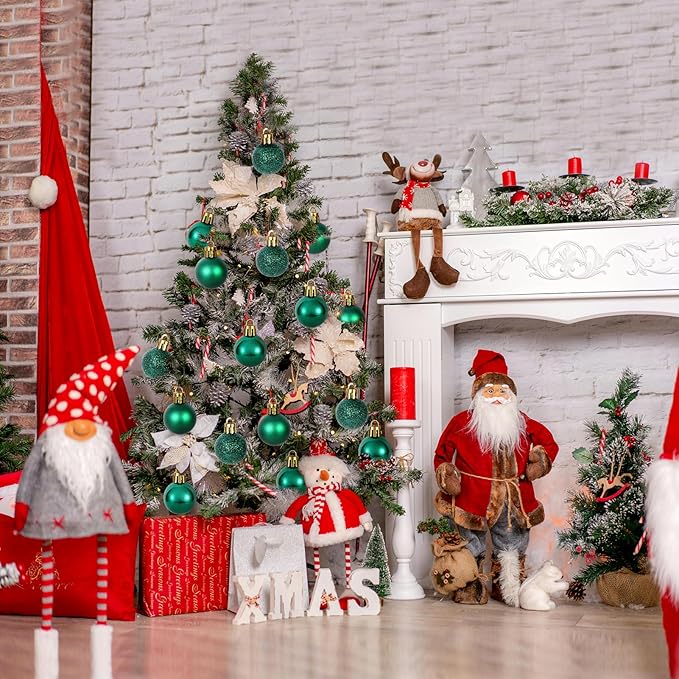 30ct Christmas Decorations Ball Ornaments, 1.18" Shatterproof Tree Decorations, Perfect Hanging Ball for Indoor/Outdoor St. Patrick's Day Holiday Party Decor (Deep Green)