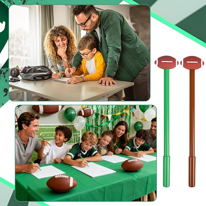 LiYiQ 25 Pcs Football Cartoon Cute Fun Pens for Kids Kawaii Football Shape Gel Black Ink Pen Cute Football Pens for School Office Home Student Kids Present