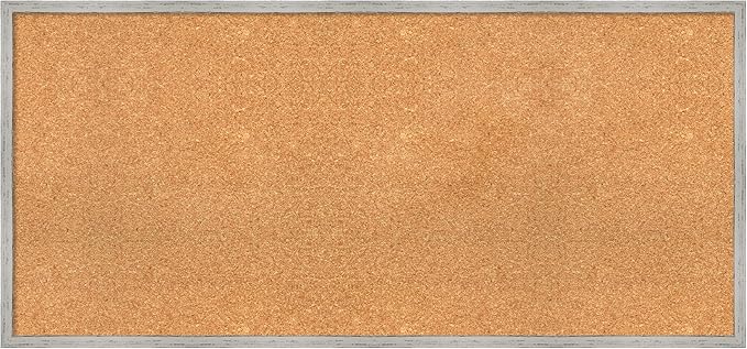 Amanti Art Natural Cork Board for Wall, 21x45 Vision Board with White Frame, Oversize Corkboard Office Decor for Home Organization, Cottage Corkboard Pinboard to Display Items for Home Organization