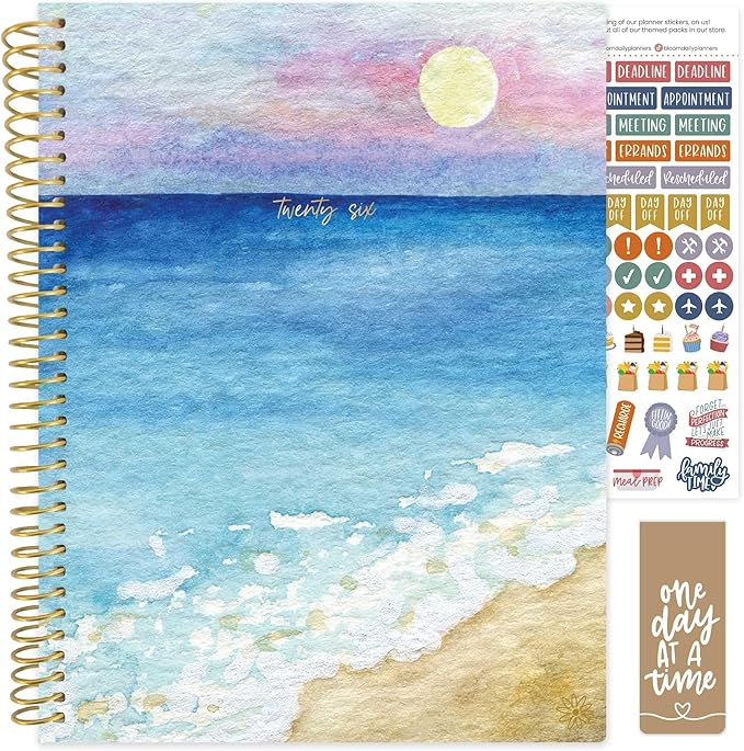 bloom daily planners 2026 Planner (January to December) - 8.5” x 11” Weekly & Monthly Dated Agenda Organizer Book with Stickers & Tabs - Flexible Soft Cover - Coastal Calm