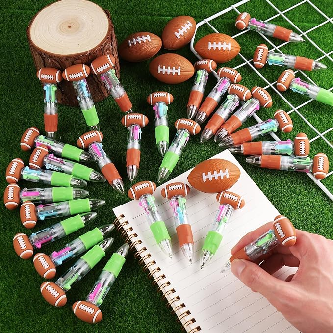 CZWZ 30Pcs Mini Multicolor Pens in One 4-in-1 Cute Pens Bulk for Kids, Ballpoint Pen for Birthdays and Children's Parties, Fun Gifts Assorted Ink Kawaii Pen(Football)