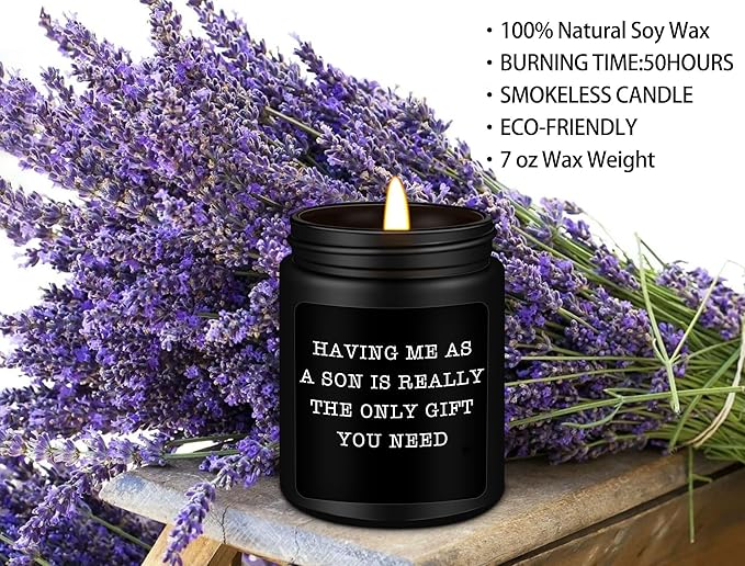 Funny Mom Dad Gifts, Fathers Mothers Day Birthday Gift from Son, Christmas, Thanksgiving Gifts for Mom Dad from Son - Lavender Scented Candles