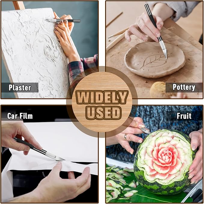 DIYSELF 2 Pack Exacto Knife Set for Crafting, Art & Leather - Precision Knife with 20 Blades #11 (Black)