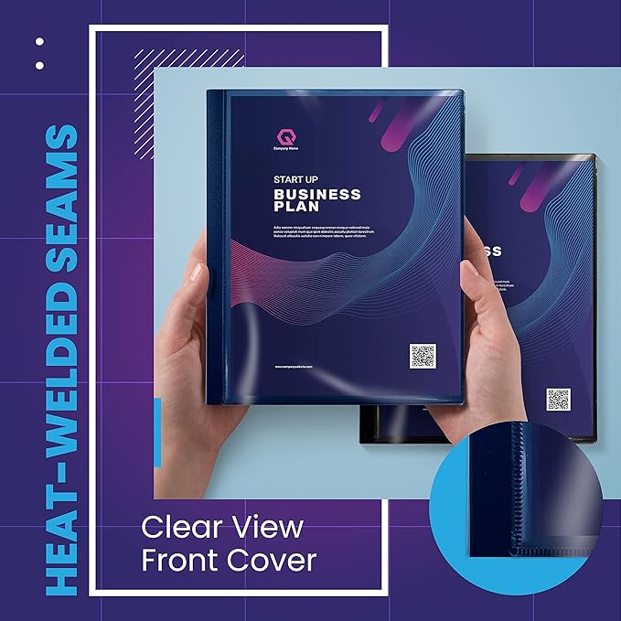 Better Office Products 12 Pocket Bound Presentation Book, Assorted Colors, Clear View Front Cover, 24 Sheet Protector Pages, 8.5" x 11" Sheets, Art Portfolio, Poly Covers, Letter Size (4 Pack)