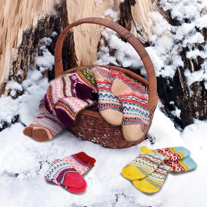 ICEIVY 5 Pair Fuzzy Cozy Socks for Women - Warm Comfy Soft Casual Home Sleep Winter Wool Socks - Gifts for Women