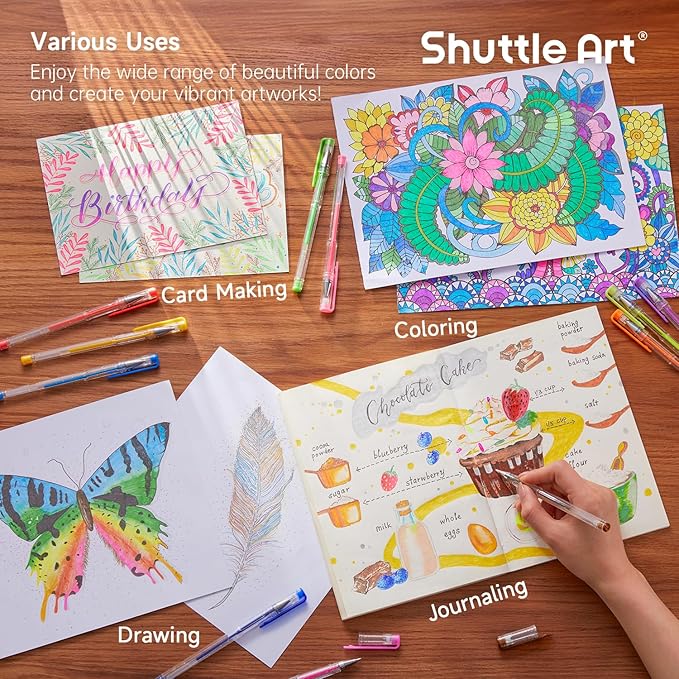 Shuttle Art 80 Pack Glitter Gel Pens, 40 Colors Glitter Gel Pens Set with 40 Refills for Adults Coloring Books Drawing Crafts Scrapbooking Journaling