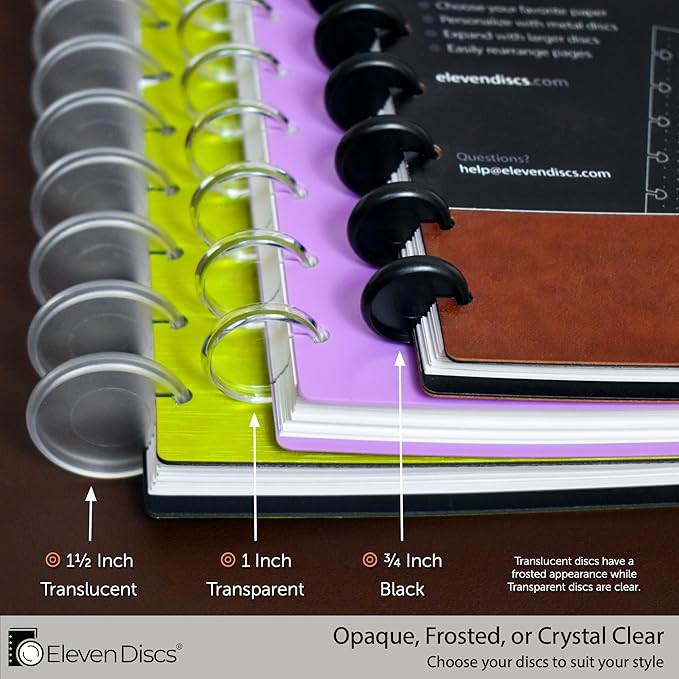 ¾-Inch Translucent Plastic Discbound Expansion Discs for Custom Notebook and Planner - Compatible with Circa, Arc, TUL (Set of 22)