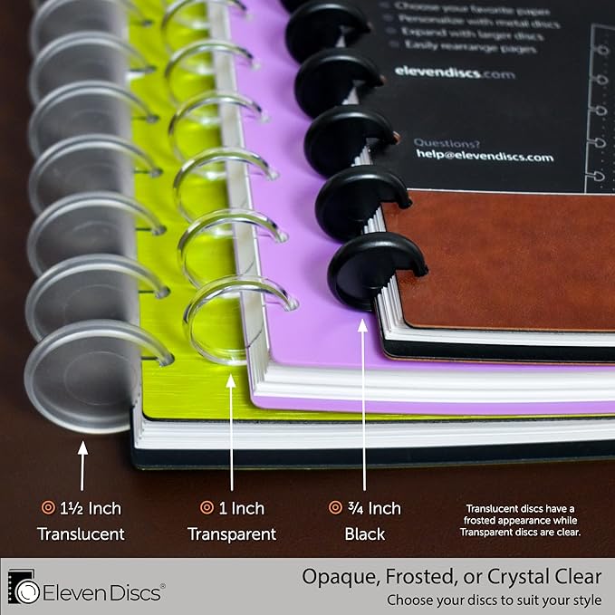 ¾-Inch Black Plastic Discbound Expansion Discs for Custom Notebook and Planner - Compatible with Circa, Arc, TUL (Set of 22)