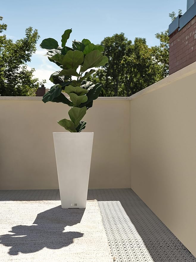 Veradek V-Resin Indoor/Outdoor Taper Planter, 2-Pack (26 inch, White)