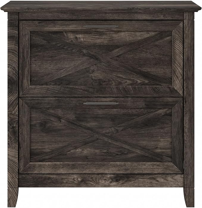 Bush Furniture Key West 2 Drawer Lateral File Cabinet in Dark Gray Hickory | Document Storage for Home Office | Accent Chest with Drawers