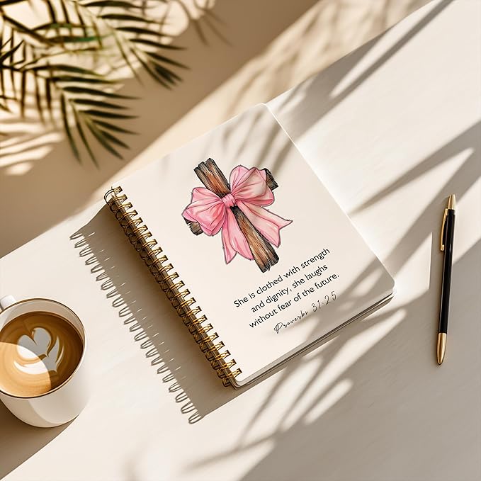 YOU FOUND ME Bohemian A5 Spiral Notebook with Rainbow Notebook- this is Our Happy Place, Inspirational Notebooks for Women, Bible Study, Gift for Birthday Christmas, Office Supplies (PINK BOW)