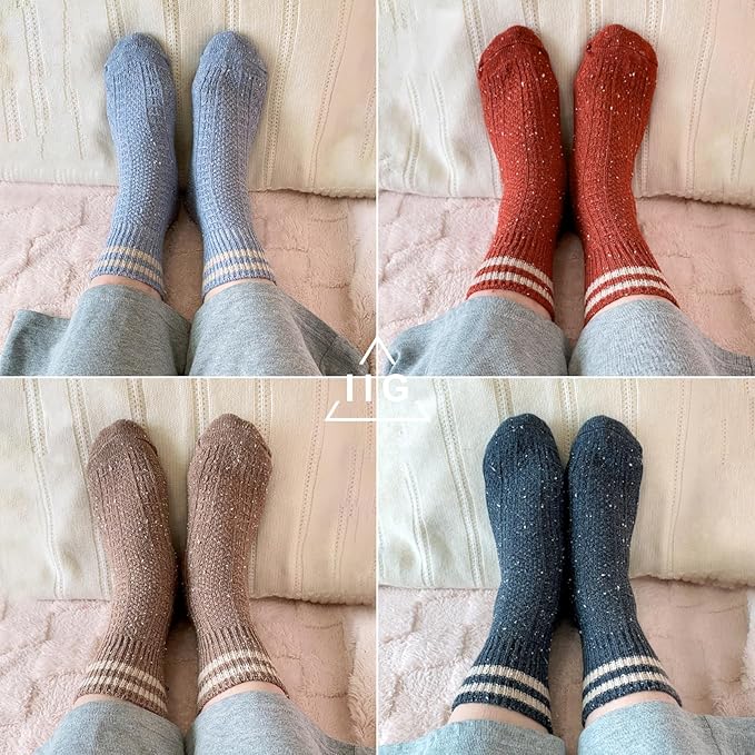 IIG Cute Warm Wool Socks for Women Super Cozy Thick Crew Winter Socks Gifts, 5 Pairs