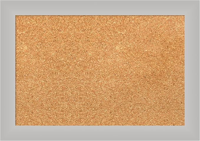 Amanti Art Natural Cork Board for Wall, 15x21 Vision Board with Silver Wood Frame, Small Corkboard Office Decor for Home Organization, Modern Corkboard Pinboard to Display Items for Home Organization