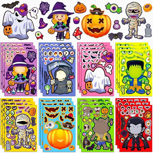 Halloween Stickers for Kids, DIY Crafts Halloween Goodie Bag Stuffers, Party Games Activities Pumpkin Stickers Party Favors Decorations Supplies