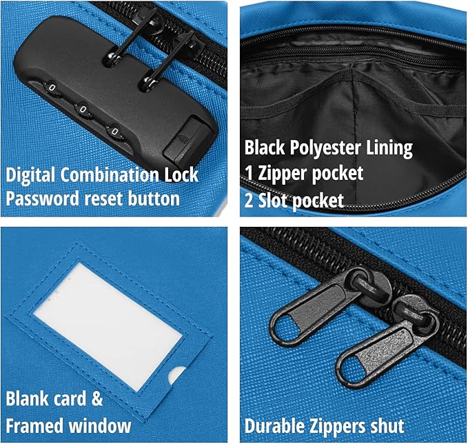 Sky Blue Notary Bag | 14x11 Inch | Locking Document Case | Zipper Closure | Fits Notary Kit, Stamp, Embosser, Ink Pad & Valuables