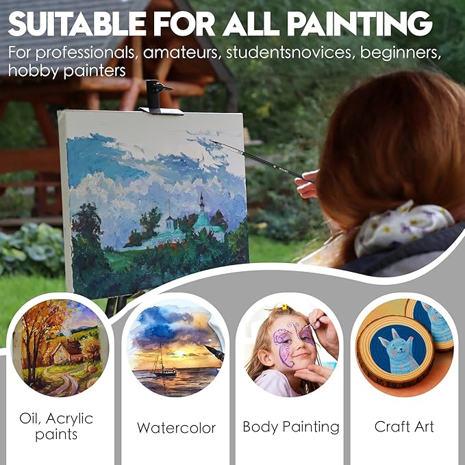 Paint Brushes 14PCS Set - Bougimal Professional Wood Paint Brush for Acrylic/Watercolor/Oil Painting, Kids & Adults Detailing Brush - Art Supplies Great for Canvas, Fabric, Rock, Face Painting