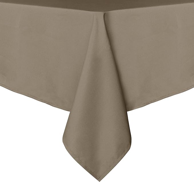 sancua Rectangle Tablecloth - 60 x 84 Inch - Stain and Wrinkle Resistant Washable Polyester Table Cloth, Decorative Fabric Table Cover for Dining Tables, Buffet Parties and Camping, Taupe