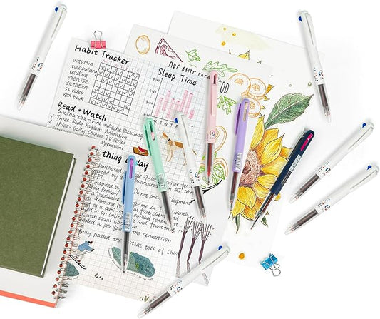 12 PCS Multicolor Gel Pen, 0.5mm Colored Pens, 3-in-1 Multicolor Ink Pens, 18 Colors Retractable Pen for Journaling Planner Office, Office Supplies