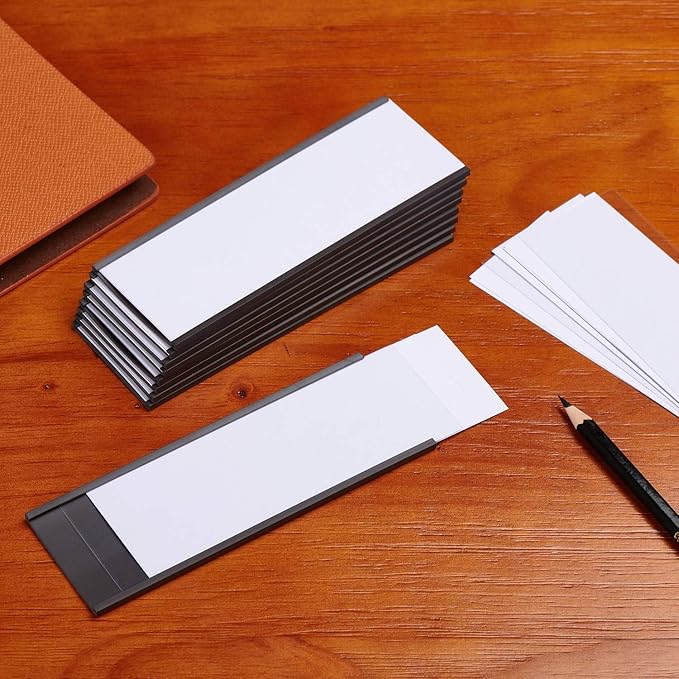 Eeoyu Magnetic Label Holders with Magnets Magnetic Data Card Holders with Clear Plastic Protectors for Metal Shelf, Whiteboard, Set of 50 (2 x 5.5 Inch)