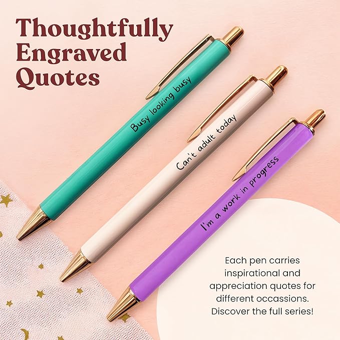 MESMOS 3Pk Funny Pens for Adults, Funny Coworker Gifts, Fun Pens for Adults, Office Supplies for Women, Unique Office Work Gifts for Women