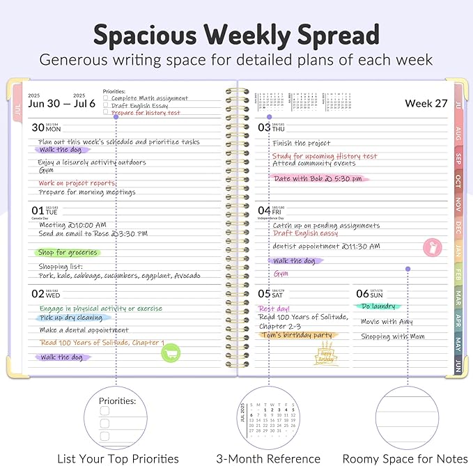 Jul 2025 -Dec 2026 Planner, Forvencer Academic Planner 2025-2026, 18 Month Daily Planner, 8.5" x 11", Weekly & Monthly Agenda Book, Hardcover Calendar Book, School Supplies for Student,Pink