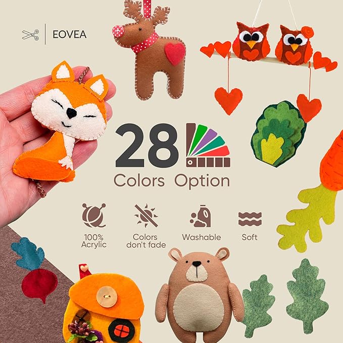 EOVEA | Acrylic Felt Fabric by The Yard - Non-Stiff, Soft Material - 72" Wide - 1.6mm Thick Felt Sheets for DIY Crafts, Sewing, Upholstery, Cushion, Padding(Brown, Half Yard)