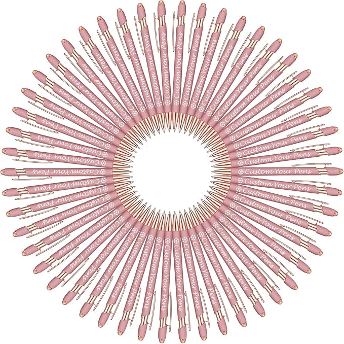 Amlion Personalized Custom Pens with Name Engraved Logo Text,150 Customized Writing Stylus Pen Promotional Item Gift for Men Women Office Business Wedding-Rose Gold