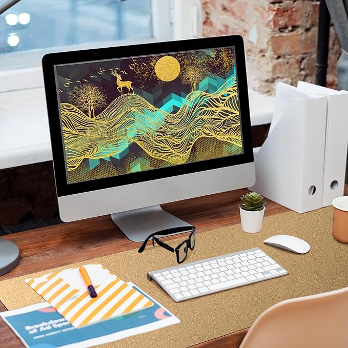 Bloss Gold Desk Mat, PU Large Mouse Pad for Desk, Desk Matt for Desktop, Desk Pad Mat Waterproof, Computer Mat for Office/Home/Decor/Desk Protector(31.5 x 15.7 Inches)