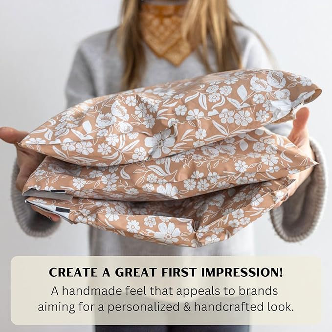 Poly Mailers 10x13 Inch 100 Pack Medium Shipping Bags Strong Thick Mailing Envelopes | Self Sealing Adhesive | Waterproof & Tear Proof | Small Business Packaging for Clothing - Floral Dusty Pink