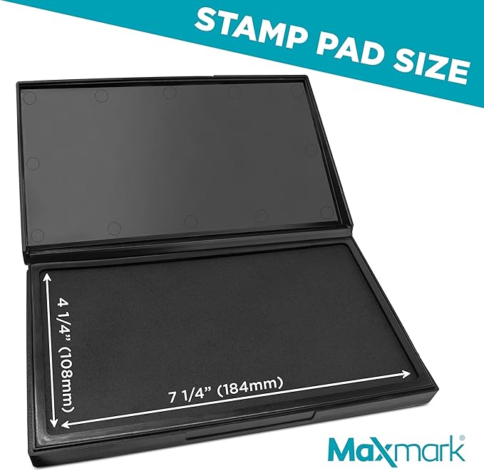 MaxMark Large Black Stamp Pad - 4-1/4" by 7-1/4" - Premium Quality Felt Pad