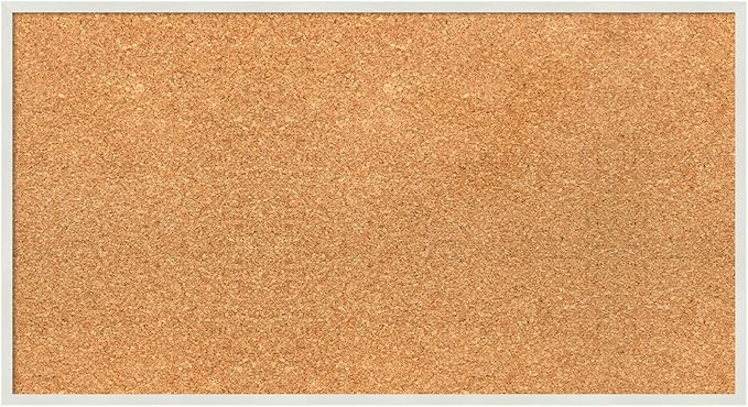 Amanti Art Natural Cork Board for Wall, 15x27 Vision Board with White Frame, Medium Corkboard Office Decor for Home Organization, Modern Corkboard Pinboard to Display Items for Home Organization in