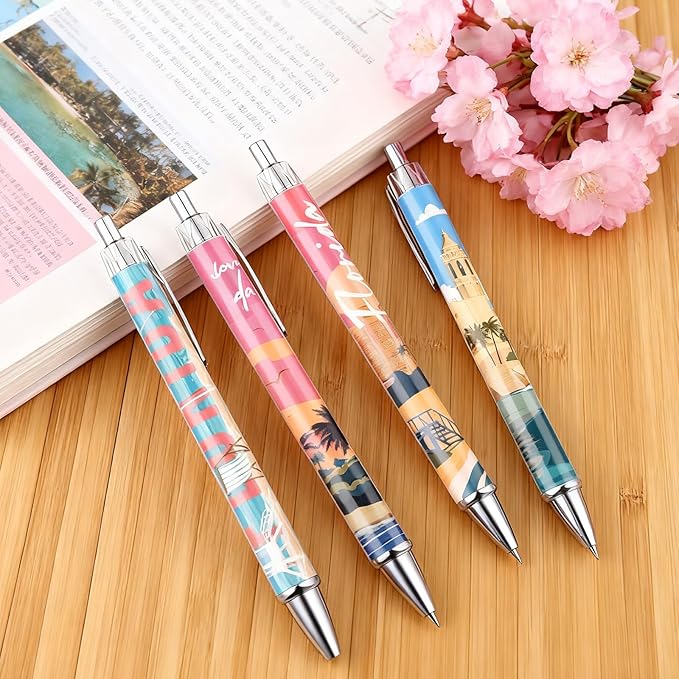 Florida Travel Ballpoint Pens - 24 Pcs Florida Souvenirs Gifts American City Travel Pens Set Retractable Smooth Ball Point Pen USA Souvenirs Gift for Office School Stationery Traveler Supplies