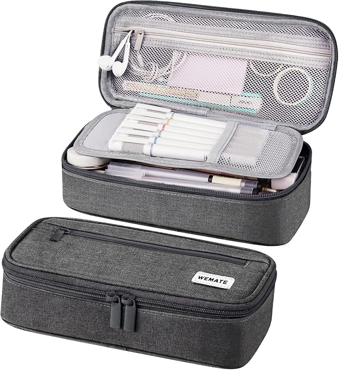 WEMATE Pencil Case, Large Storage Organizer for Stationery, Back - to - School Essential, Teacher Must - have, Big Pencil Pouch, Marker Case School Supplies for College & High School