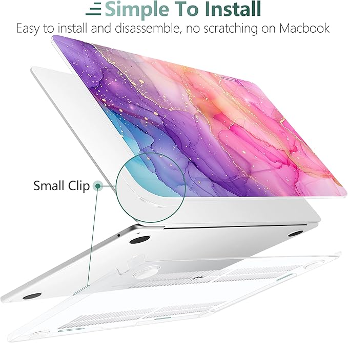 DONGKE Compatible with M4 MacBook Air 15 inch Case 2025-2023 A3241 A3114 A2941 M3 M2 Retina Display Touch ID, Plastic Hard Case & Keyboard Skin for MacBook Air 15" - Marble Ink