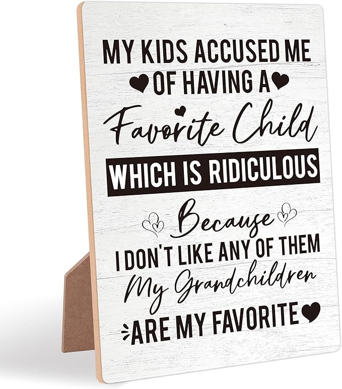 Grandparents Gift Sign, Gifts for Grandparents Birthday From Grandkids, Home Decor Living Room, Best Gifts for Retirement, Birthday Desk Decoration, Grandparents Day Decor, Wooden Sign with Stand,11
