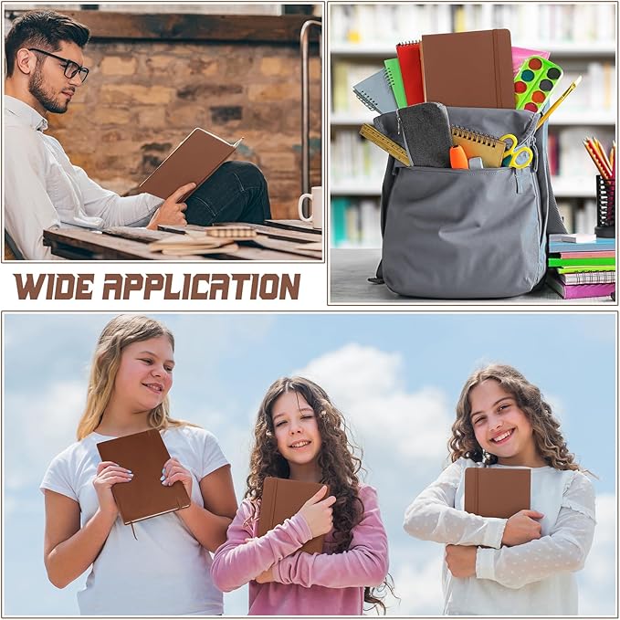 Honoson 20 Pack Lined Journal Notebooks A5 Hardcover Executive Notebook 5.5" x 8.3" PU Leather Wide Ruled Journals Bulk with Elastic Band for Home Business Office School Supplies(Brown)