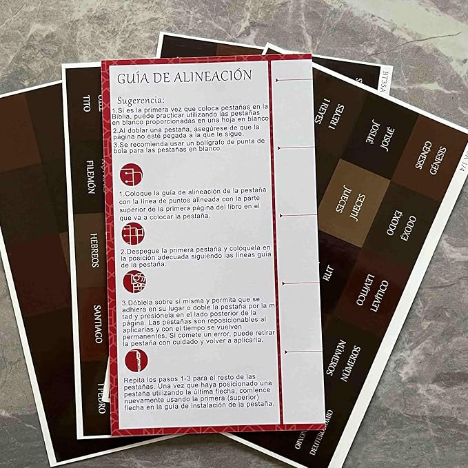 Spanish Laminated Bible Tabs, pestañas para biblia en español, Reposition Large Print Stickers, Easy to Read and Apply Bible Tabs for Women and Man- Earthy Brown Spanish