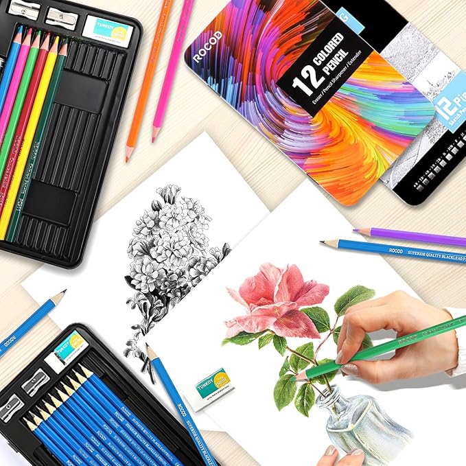 Profession Sketch Pencils & Colored Pencils for Kids and Adults Drawing Pencils Set