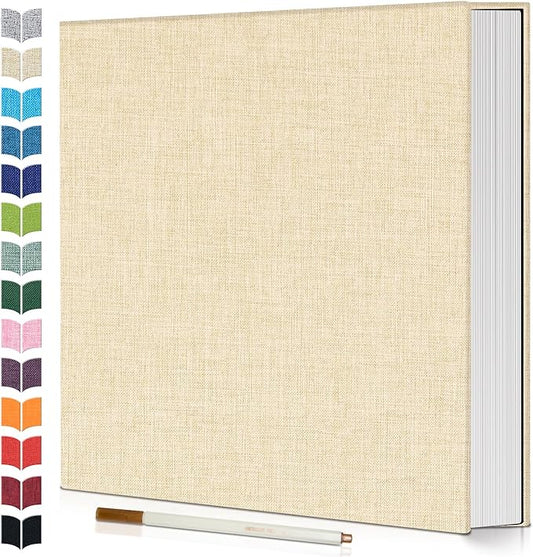 Photo Album Self Adhesive Scrapbook,60 Pages Large Photo Book for 4x6,5x7,8x10 Pictures,DIY Album for Baby Wedding Family Travel Birthday,with Metallic Pen and Scraper