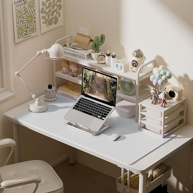 Aothia Faux Leather Desk Mat – Large Mouse Pad, Non-Slip PU Leather Blotter, Waterproof Writing Surface for Office and Home (Barely Grey, 47.2" x 23.6")