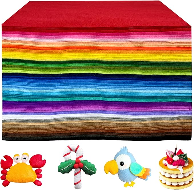 120 PCS Soft Felt Sheets for Crafts 1.4 mm Thickness, 40 Color 11.8 x 11.8 Inch Assorted Felt Squares Bulk for Sewing Patchwork School DIY Projects Decoration