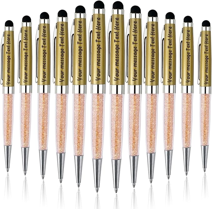 Personalized Pens Bulk Custom Ballpoint Pens with Business Name Message Logo, Customized Engraved Pens with Stylus for Birthdays Anniversaries Graduations 12pcs/Pack