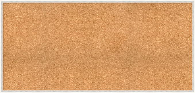 Amanti Art Natural Cork Board for Wall, 29x61 Vision Board with White Frame, Oversize Corkboard Office Decor for Home Organization, Modern Corkboard Pinboard to Display Items for Home Organization in