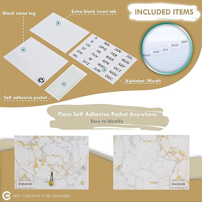 CNK File Folders Organizer with 13 Pockets Accordion Expanding Folder For Documents Receipt Document Paper Pocket Filing Products Accordian Important expandable holder files alphabetical Labels Letter