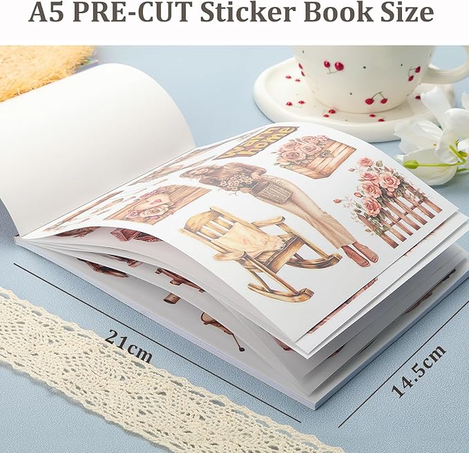 Snycler Woodcarving Theme Sticker Scrapbooking Supplies for Junk Journal, 20 Sheets PET Stickers - Vintage Journaling Stickers, Ephemera Sticker Book Pre Cut, Planner, Junk Journal Supplies