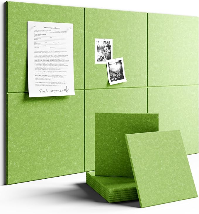 Large Felt Bulletin Board 36" x 24"Cork Board Alternative - 6 Pack with 40 Safe Removable Adhesive Tabs, Cork Boards for Walls Cork Board for Home Office Classroom Pin Board - Grass Green