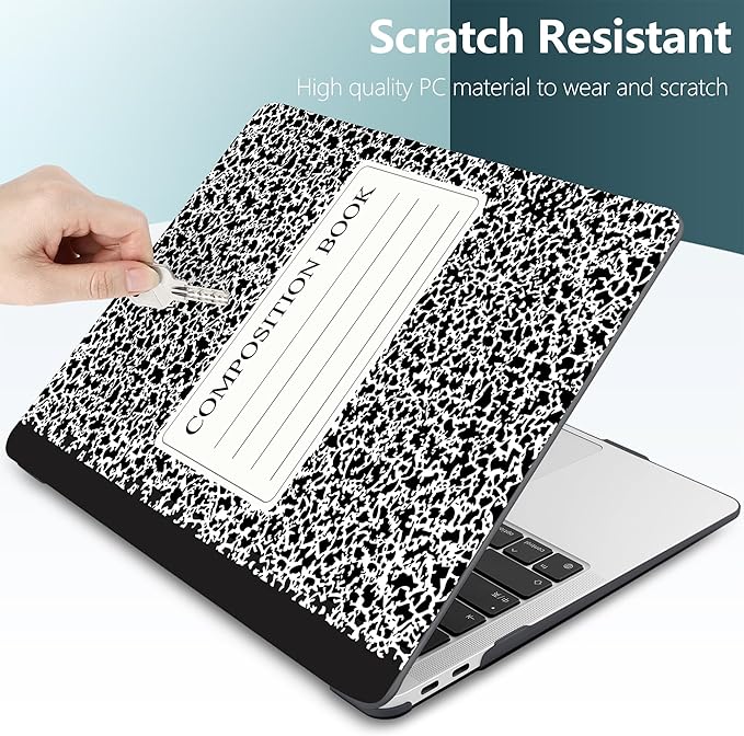 DONGKE Compatible with MacBook Air 13 inch Case 2021 2020 2019 2018 Release A2337 M1 A2179 A1932 with Retina Display & Touch ID, Plastic Hard Shell & Keyboard Cover - Composition Book