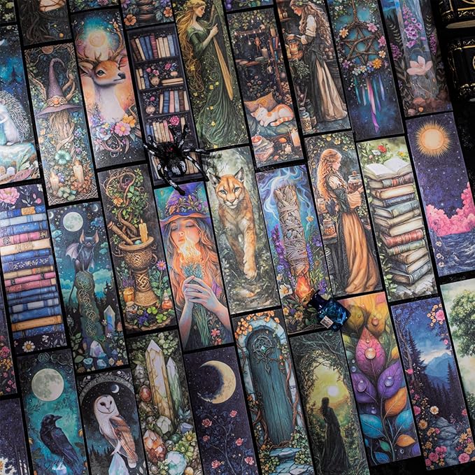 Aromoty Slim 6 Sets 300 Pcs Washi Stickers Book Kit for Journaling, Vintage Gothic Magic Scrapbook Stickers for Scrapbooking Bullet Junk Journal Supplies Planner Stationery Collage Craft Gifts